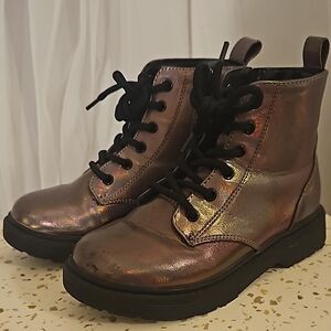 Metallic Purple Girl's Combat Boots